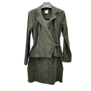 Jalate Women 2PC Animal Print Green‎ Skirt Suit 9 Juniors Career Business Church